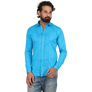 Self Design Party Wear Sky Blue Shirt 