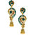 Anuradha Art Golden Colour Studded Peach-Blue Colour Designer Jhumki Styled Traditional Long Earrings For Women/Girls