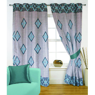 Fabutex Glitter Blue Geometrical Panel Door Curtain