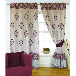 Fabutex Glitter Pink Geometrical Panel Door Curtain