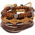 Dare by Voylla Formal Brown Beads and Leather Cool Stacked Wrap Bracelet Set of 3