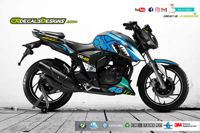 Buy Cr Decals Apache Rtr 0 4v Custom Decals Stickers Vr46 Shark Edition Kit Online Get 49 Off