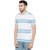 Wittrends Men's White Cotton Half Sleeves Premium Polo T-Shirt with Blue Stripes