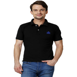 Buy Abloom Men's Black Plain Polo Collar T-Shirt Online @ ₹399 from ...