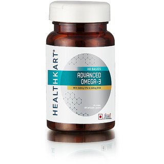 Healthkart Advanced Omega 3 Fish oil 1000mg with 360mg EPA and 240mg DHA, Double strength, with essential fatty acids, for heart, Joint and Brain heal