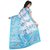 SVB Sarees Women's Art Silk Saree (Blue and White)