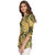 fashionaire beautiful and stylish green and mustard color chinese collar printed tunic for women