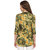 fashionaire beautiful and stylish green and mustard color chinese collar printed tunic for women