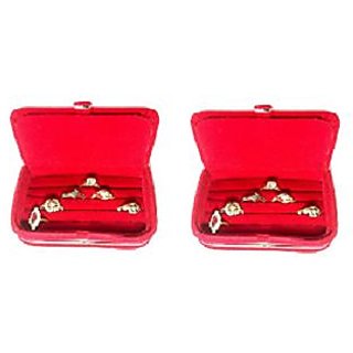 ADWITIYA Set of 2 - Red Velvet Ring Folder Storage Case Travel Friendly Gift Paperboard Jewelery Box