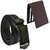 Sunshopping mens black leatherite auto lock buckle belt with brown leatherite bifold wallet (combo)