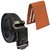 Sunshopping mens brown leatherite auto lock buckle belt with tan leatherite bifold wallet (combo)