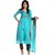 Fabwomen Embroidered Cyan Coloured Chanderi Fashion Shervani Style Party Wear Salwar Suit / Dress Materials.- (Unstitched)