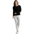Women's Black Solid Round Neck Full Sleeves Elbow Patch Top