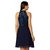 Women's Navy Blue Round Neck Sleeveless Solid Sequin Flowy Knee-Long Skater Dress