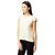 Women's Off-White Round Neck Sleeveless Solid Cotton Ruffled Textured Top
