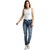 Women's Blue Relaxed Fit Mid Rise Regular Length Denim Stretchable Jogger Pants
