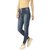 Women's Navy Blue Relaxed Fit Mid Rise Regular Length Scraped Denim Stretchable Jogger Pants