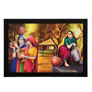 Buy Paper Plane Design village scenery painting for home and office (14  inch x 20 inch) with Frame Online @ ₹495 from ShopClues
