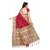 Fabwomen Red Khadi Floral Saree With Blouse