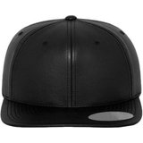 MOCOMO Imported Solid Black Faux Leather, Snapback, baseball, Hip Hop, Cap