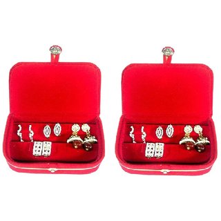 Adwitiya Set Of 2 Red Velvet Earring Case Folder Jewelry Adwitiya Set Of 2 Red Velvet Earring Case Folder Jewelry Storage Organize Travel Friendly Paperboard