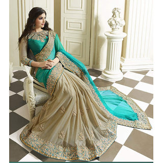 Women's Lycra Georgette Embroidery Designer Saree with Blouse