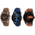 DCH IN-11.31.91 Pack Of 3 Multi Marker Designed Analogue Wrist Watch For Men And Boys