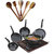 Blooming India Cookware Set of 5 Aluminium Non Stick With 5 Wooden Karchhi