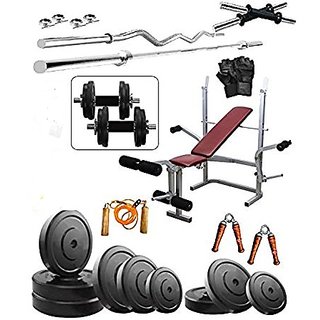 SPORTO FITNESS WEIGHT LIFTING PACKAGE 38 KG WEIGHT SET + IMPORTED MULTI BENCH