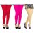 Evection Premium Cotton Legging Set of 3 Beige Red Pink
