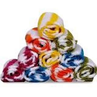 Striped Terry Face Towel - 12 Pieces (Assorted Colour Designed)