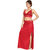 Be You Satin Red Lacey Crop top  Skirt Nighty Set for Women