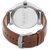 Globalurja Round Dial Brown Leather Strap Quartz Watch for Men