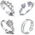 Om Jewells CZ Jewellery Combo of 4 Graceful Rhodium Plated Finger Rings Designed for Girls and Women CO1000060