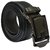 Sunshopping mens black leatherite auto lock buckle belt with brown leatherite bifold wallet (combo)