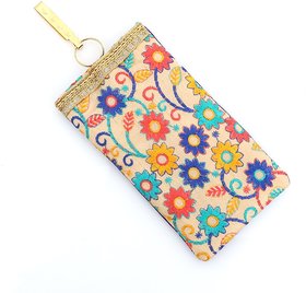 PRODUCTMINE Embroidered Mobile Pouch with String and Detachable Key Ring and Saree Hook