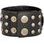 Jewelbox Black Leather Mens Stainless Steel Wrist Band Bracelet