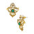 The Jewelbox Cute Gold Plated Kundan Emerald Green Filigree Stud Earring For Women
