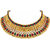 Asmitta Traditional Flower Design Gold Plated Choker Style Necklace Set For Women