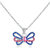 Oviya Rhodium Plated Colourful Winged Butterfly Pendant With Crystal Stones 