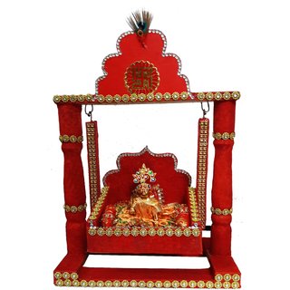 Buy Wooden Handmade Decorated Krishna Jhula With Laddu Gopal 12