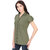 YALINA PLUS Women's  Half Sleeves Formal Olive Green Shirt