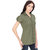 YALINA PLUS Women's  Half Sleeves Formal Olive Green Shirt