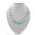 Twin Fresh water Pearl necklace featuring of Aqua Blue coin shaped shell  beads secure with metal clasp