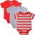 Gkidz Infants Pack Of 3 Striped And Solid Colors Half Sleeve Bodysuits