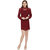 MansiCollections Maroon Solid Georgette A Line Dress Dress For Women