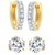 Bhagya Lakshmi Jewellery American Diamond Gold Plated Combo of Hoop and Stud Earrings for Girls and Women - set of 2