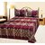 LeMaDrid All Weather 240TC Double Bedsheet With 2 Both Side Same Fabric Pillow Covers, Maroon and Camel