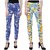 Pack OF 2 Printed Treggings Blue and Green