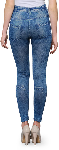 Buy Oleva Women's Printed Denim Look Jeggings Combo (Pack Of 4) Online @  ₹999 from ShopClues